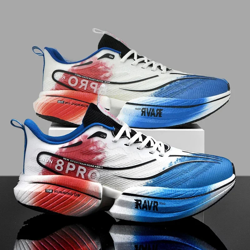 Baskets de Course Legeres & Confortables blanc bleu2