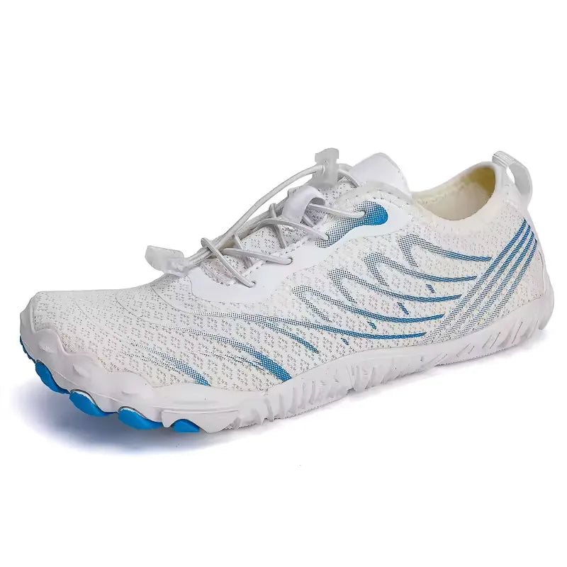 Chaussures Pieds Nus Aquatiques Flexibles blanc bleu