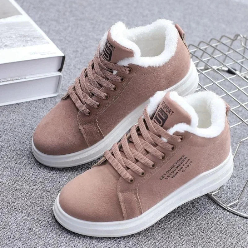 Sneakers chaudes en fourrure peluche pour femme