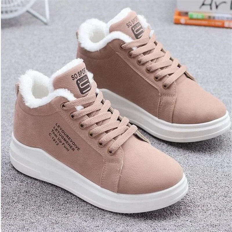 Sneakers chaudes en fourrure peluche pour femme