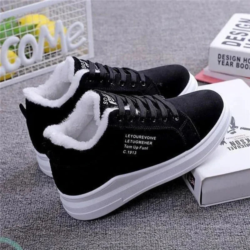 Sneakers chaudes en fourrure peluche pour femme