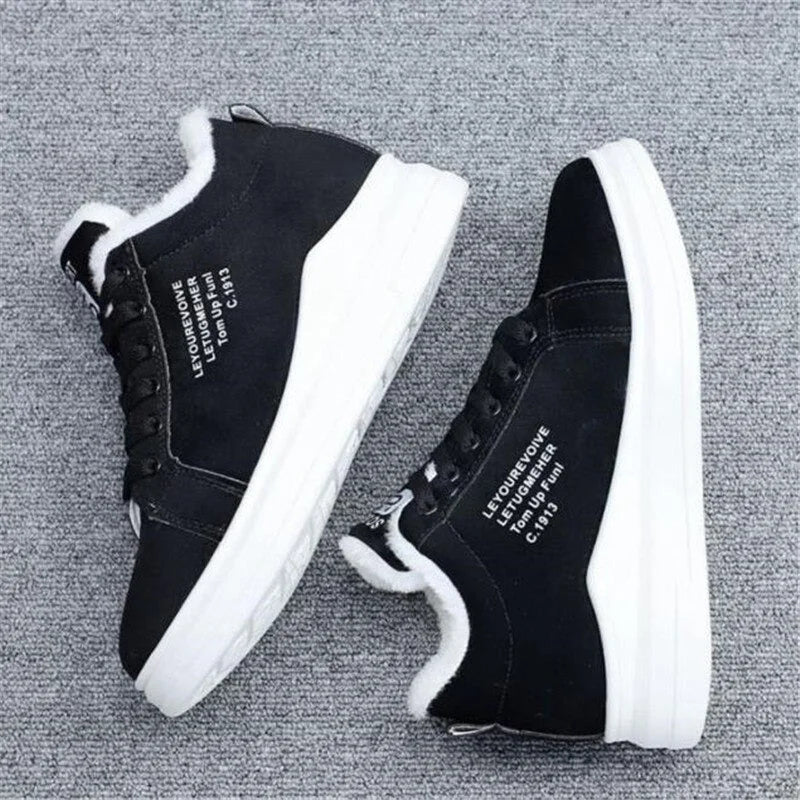 Sneakers chaudes en fourrure peluche pour femme