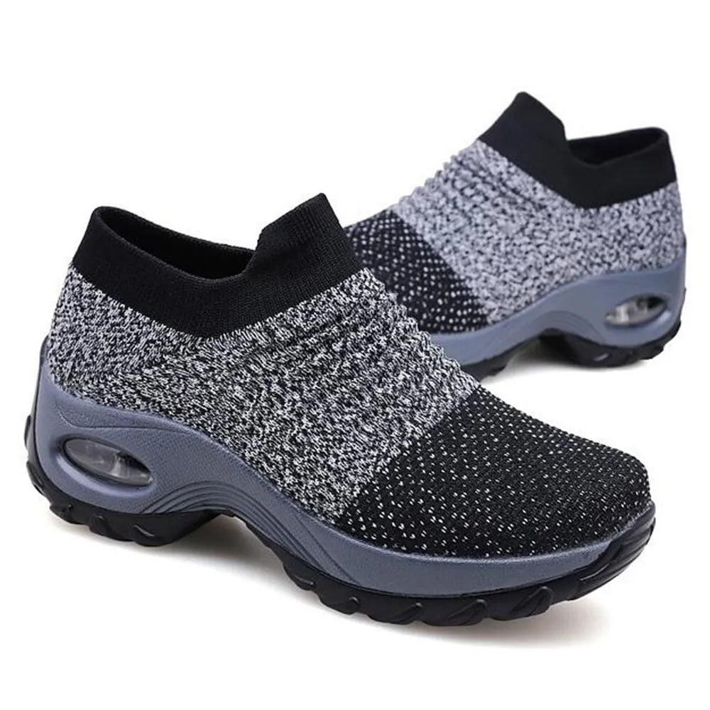 Baskets respirantes à maille et talon haut avec coussin d'air